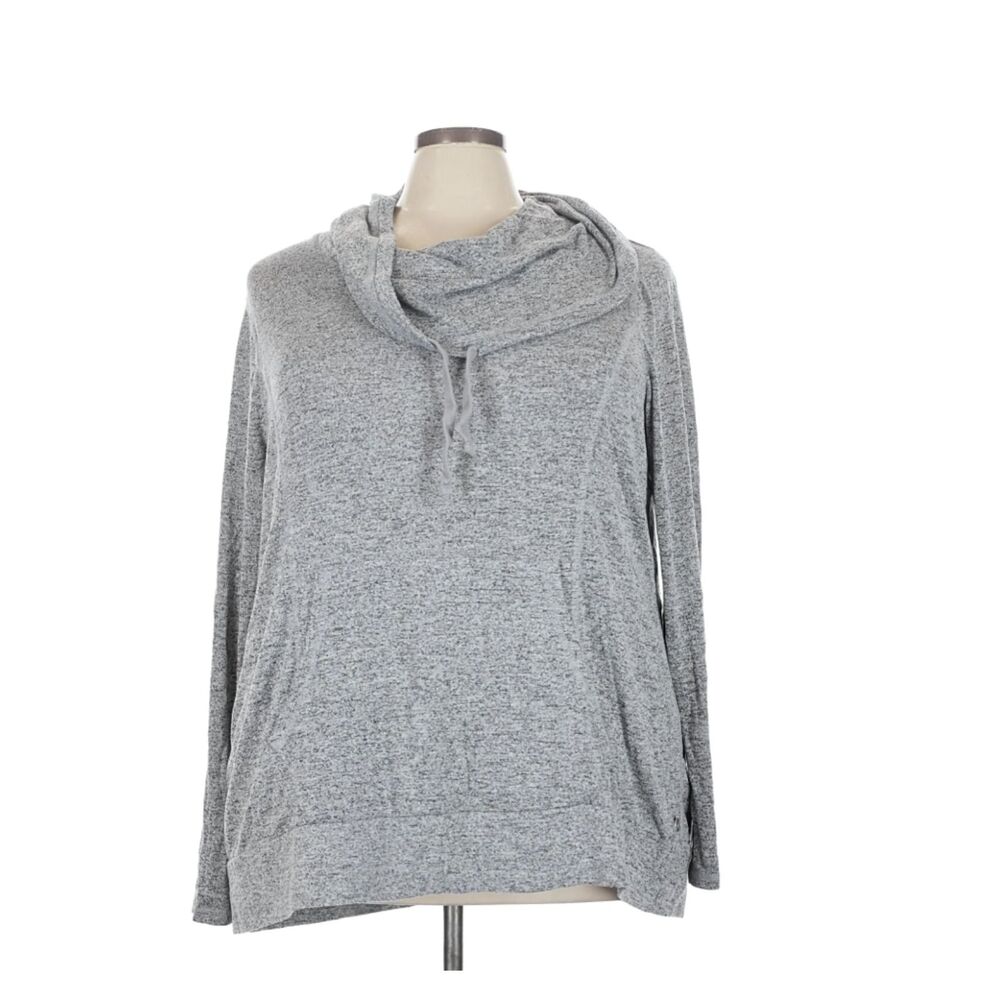 Livi Active by Lane Bryant Plus 26/28 Gray Heathered Hooded Long Sleeve Active